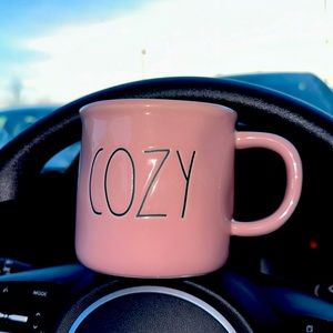 Rae Dunn 'Cozy' mug in pale pink